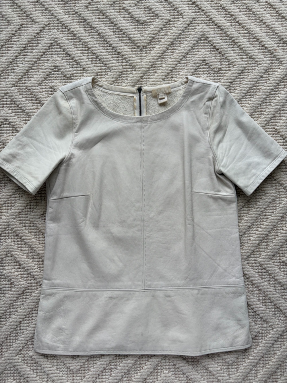 J. Crew Ivory Leather and cotton top